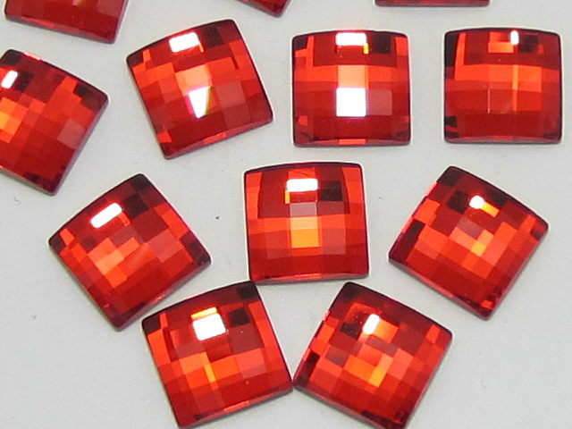 12 pcs. 8mm CHESSBOARD LIGHT SIAM SQUARE HOTFIX European Rhinestones